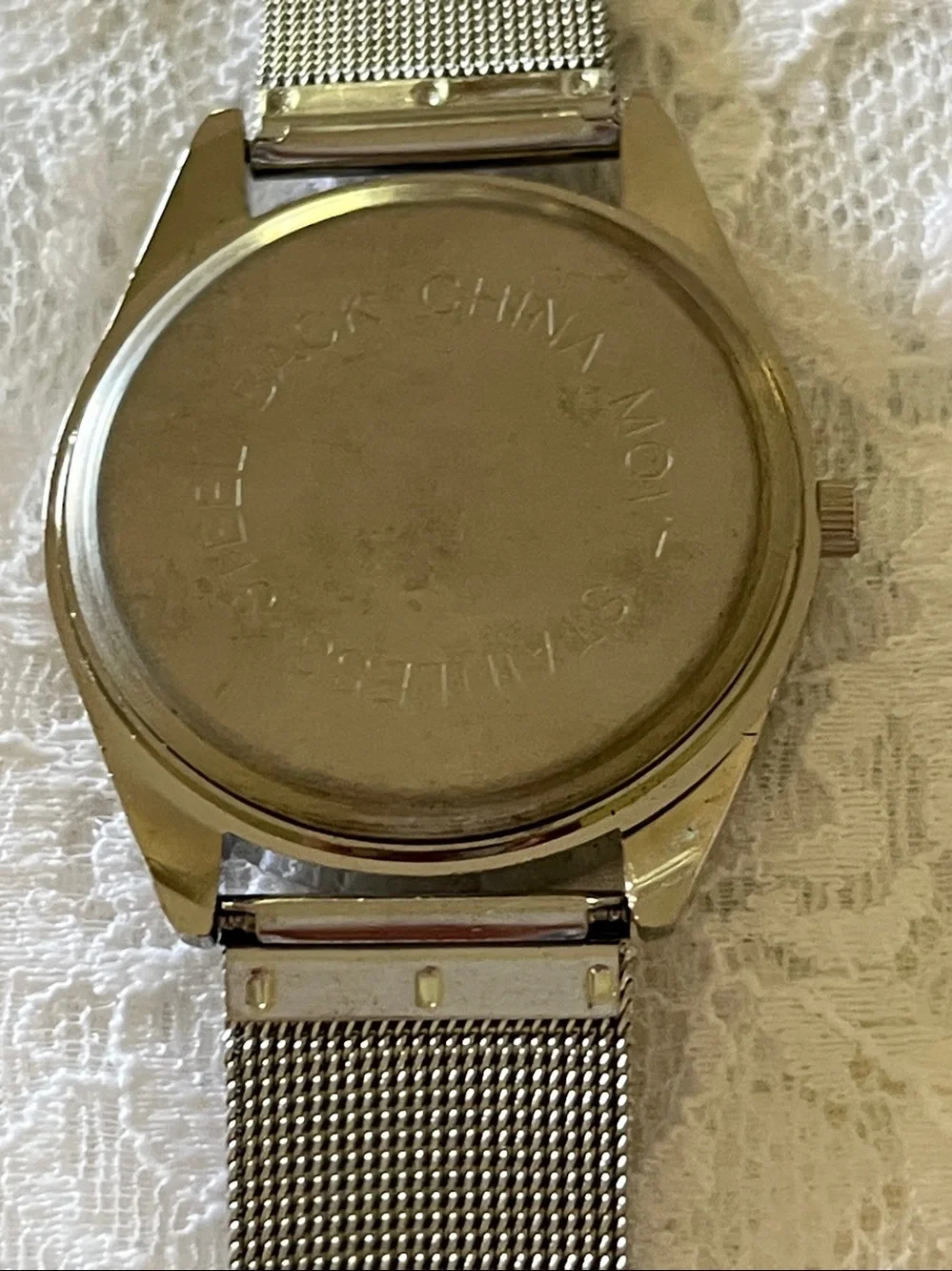 Classic Silver Mesh Band Watch with Black Dial